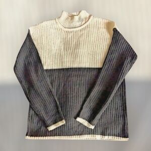 NEW Canada Weather Gear Color Block Pullover Sweater-Cream/Black